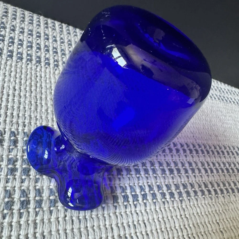 Stunning Vintage Cobalt Blue Ruffled Rim Glass Vase With Bottom Pontil Marking